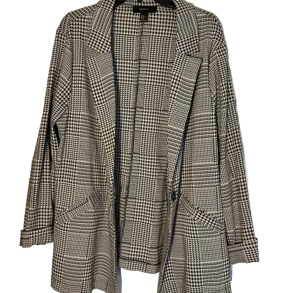 Forever 21 Blazer Women 2X Black White Houndstooth Work Suit Jacket plus size - Picture 8 of 8